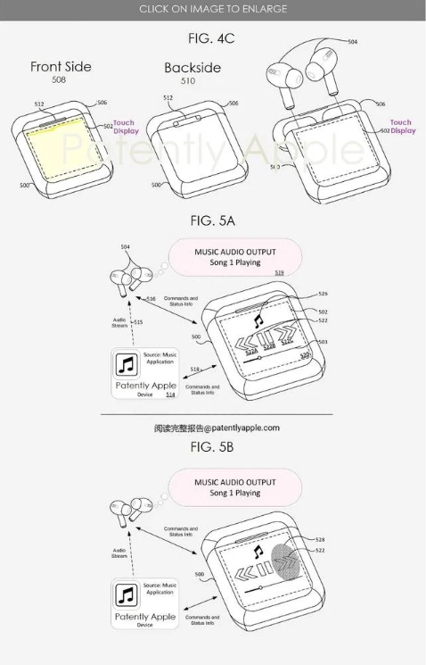 苹果AirPods新专利：充电盒有触控屏 可控制音乐播放
